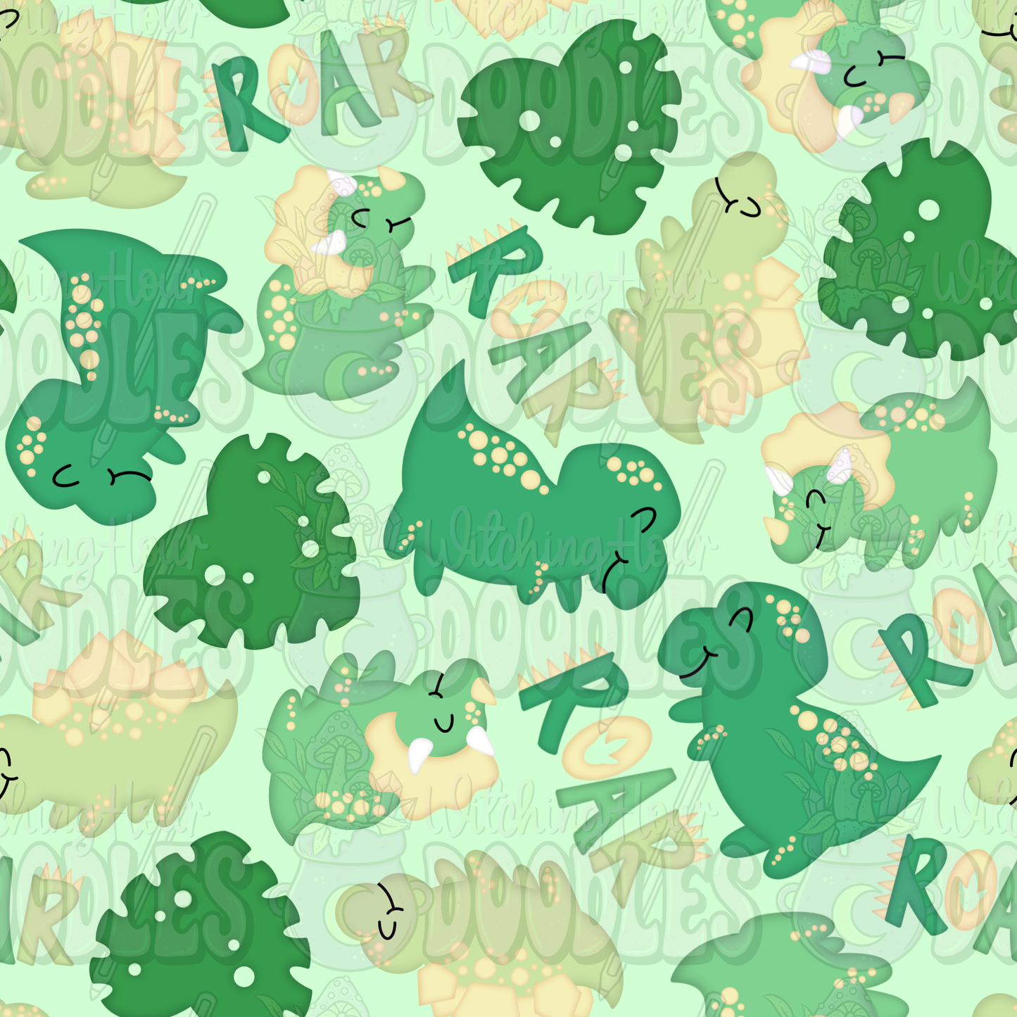 Green Dinos - Seamless Pattern