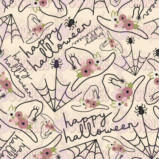 Floral Witch Hat - Seamless Pattern