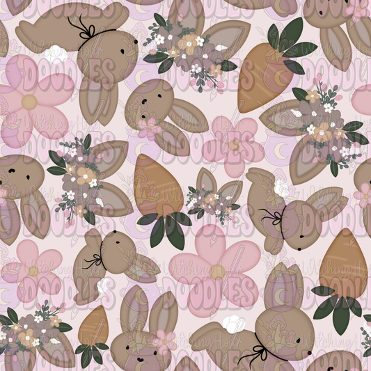 Floral Bunnies - Seamless Pattern