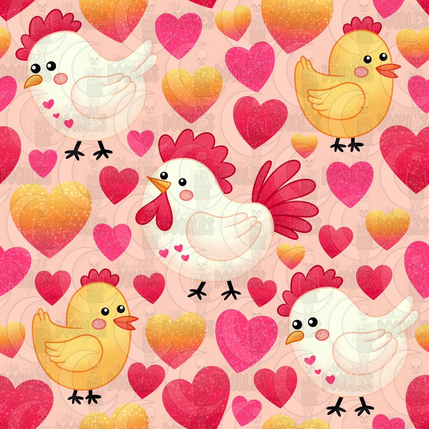 Cluckin' Cute Chickens Pink (Seamless)