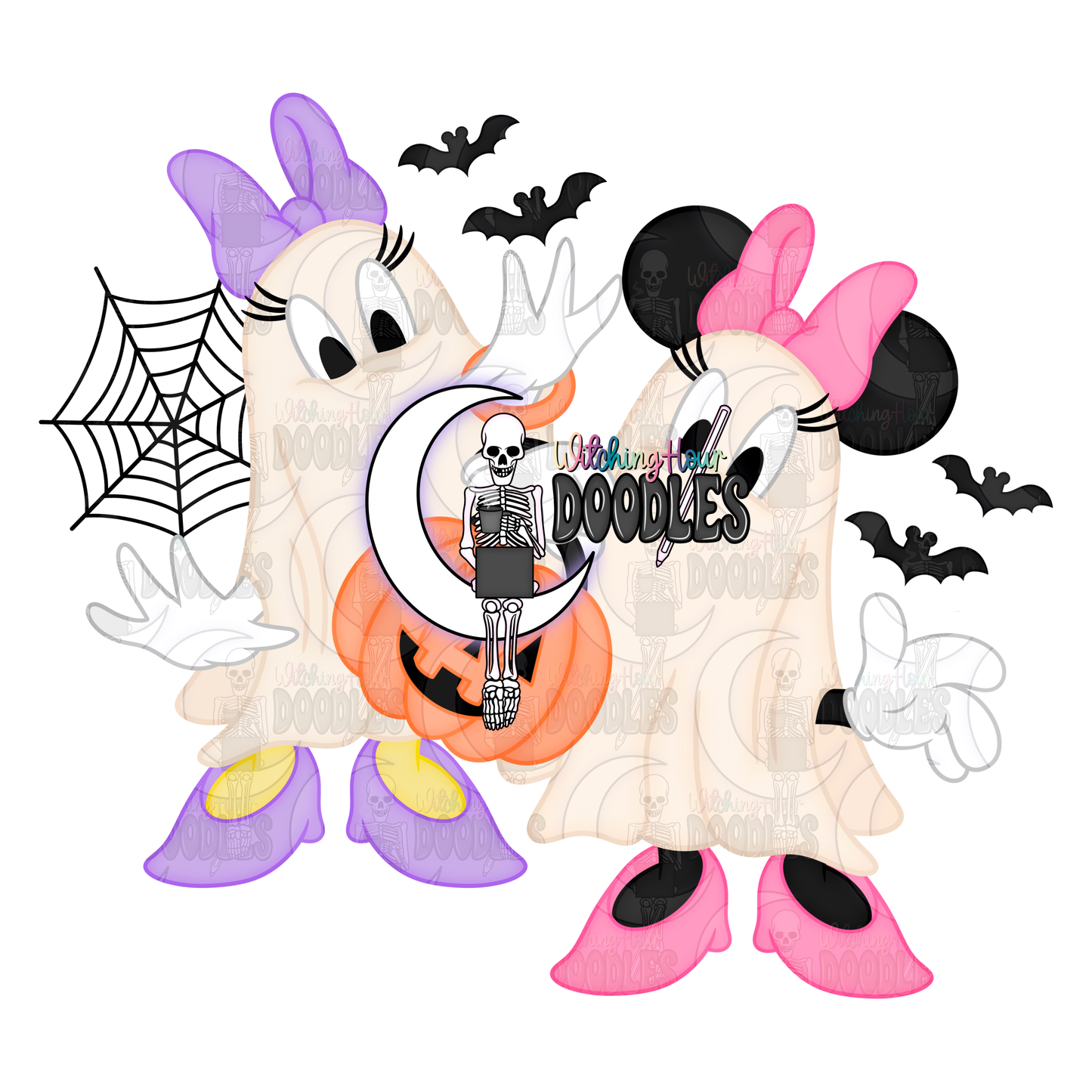 Mrs. Mouse & Duck Halloween (PNG)