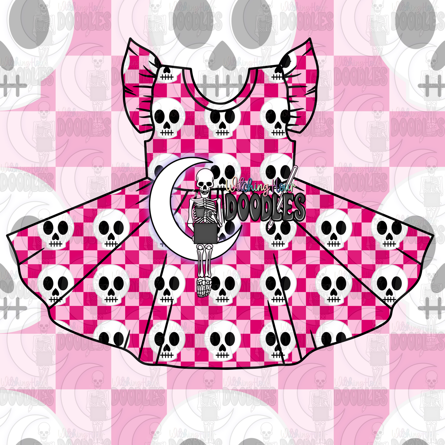 Pink Checkered Skull (Seamless)