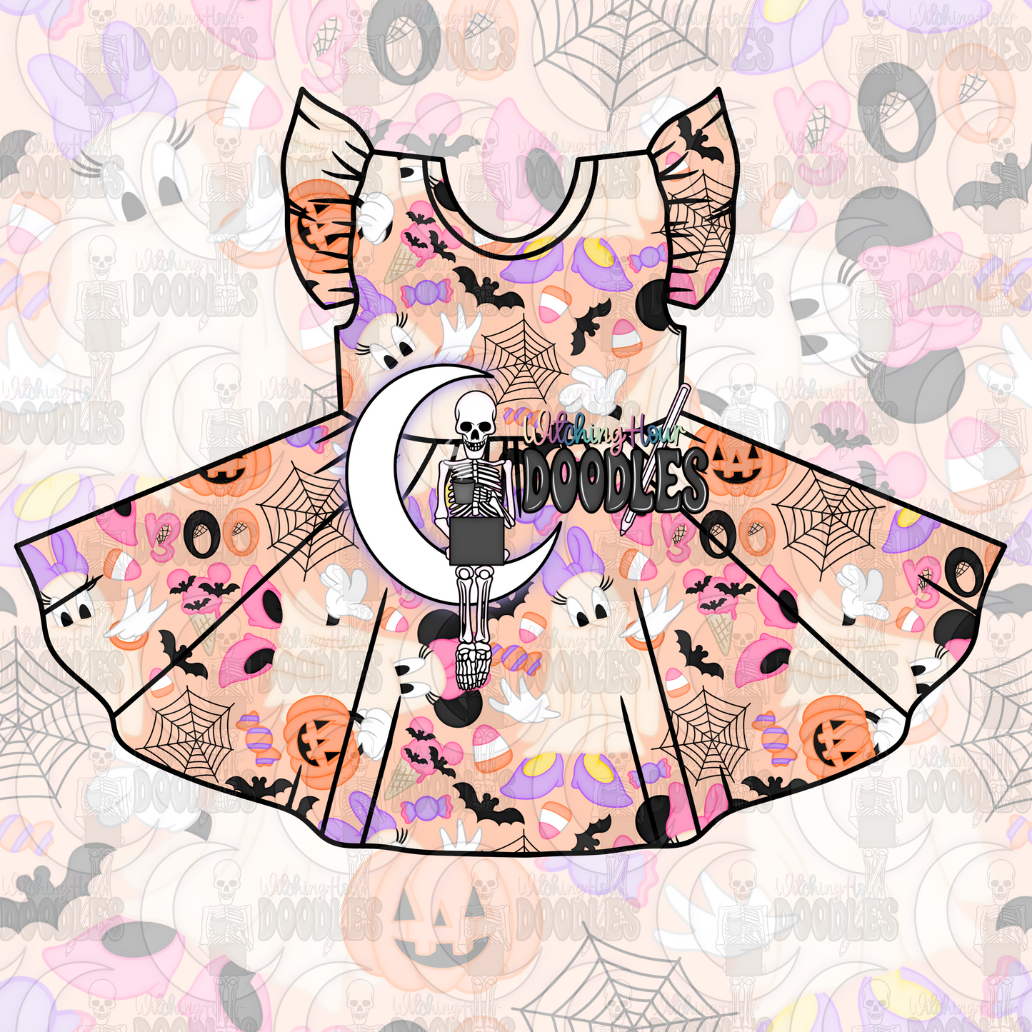 Mrs. Mouse & Duck Halloween Orange (Seamless)