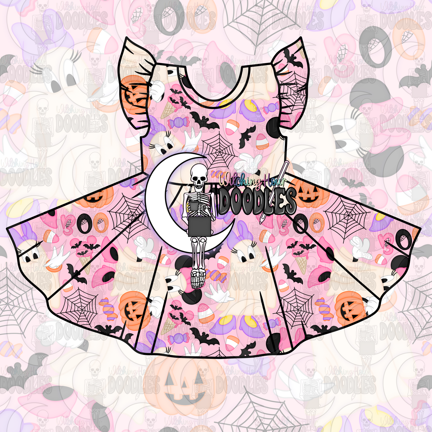 Mrs. Mouse & Duck Halloween Pink (Seamless)