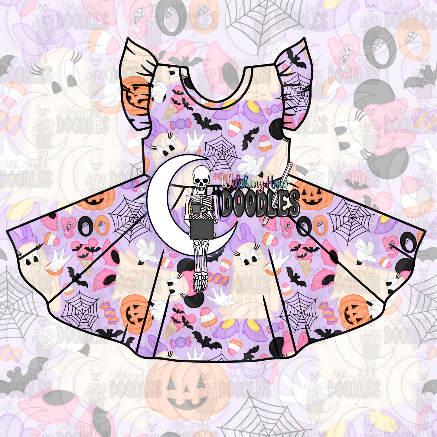 Mrs. Mouse & Duck Halloween Purple (Seamless)