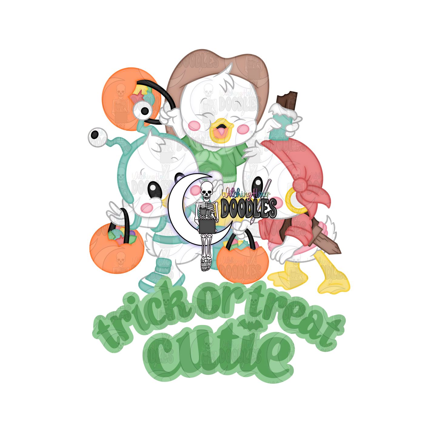 Trick or Treat Cuties - Duck Boys Green (PNG)