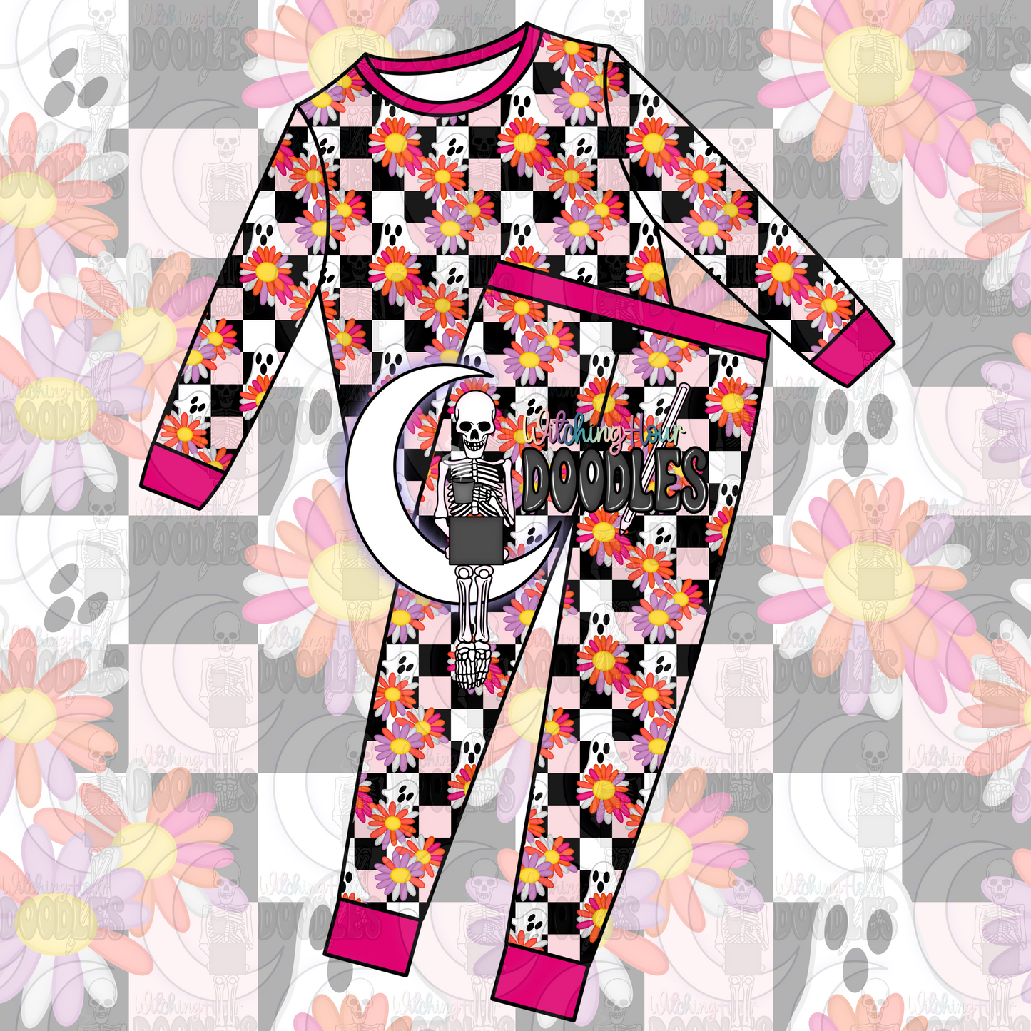 Checkered Groovy Ghosts (Seamless)