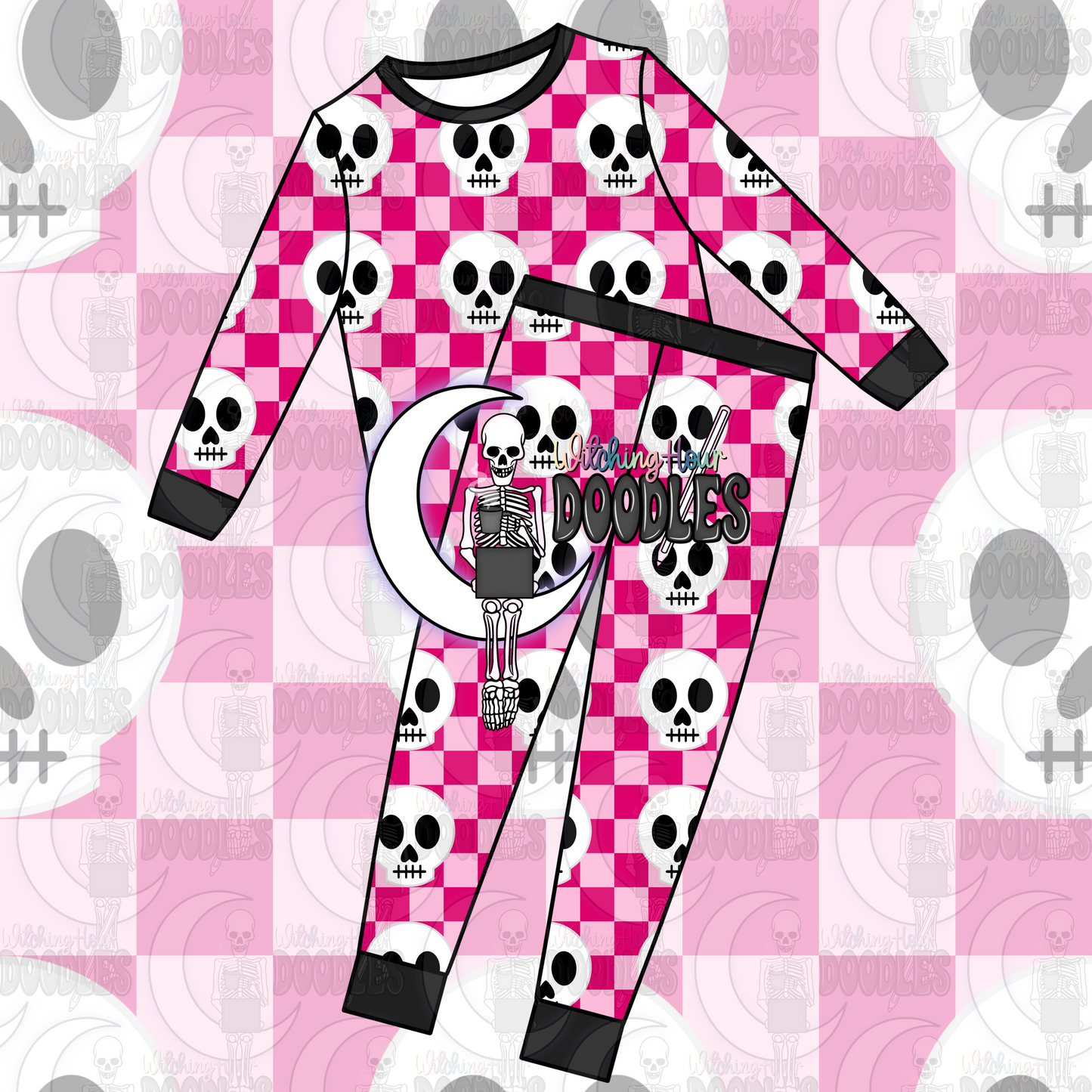 Pink Checkered Skull (Seamless)