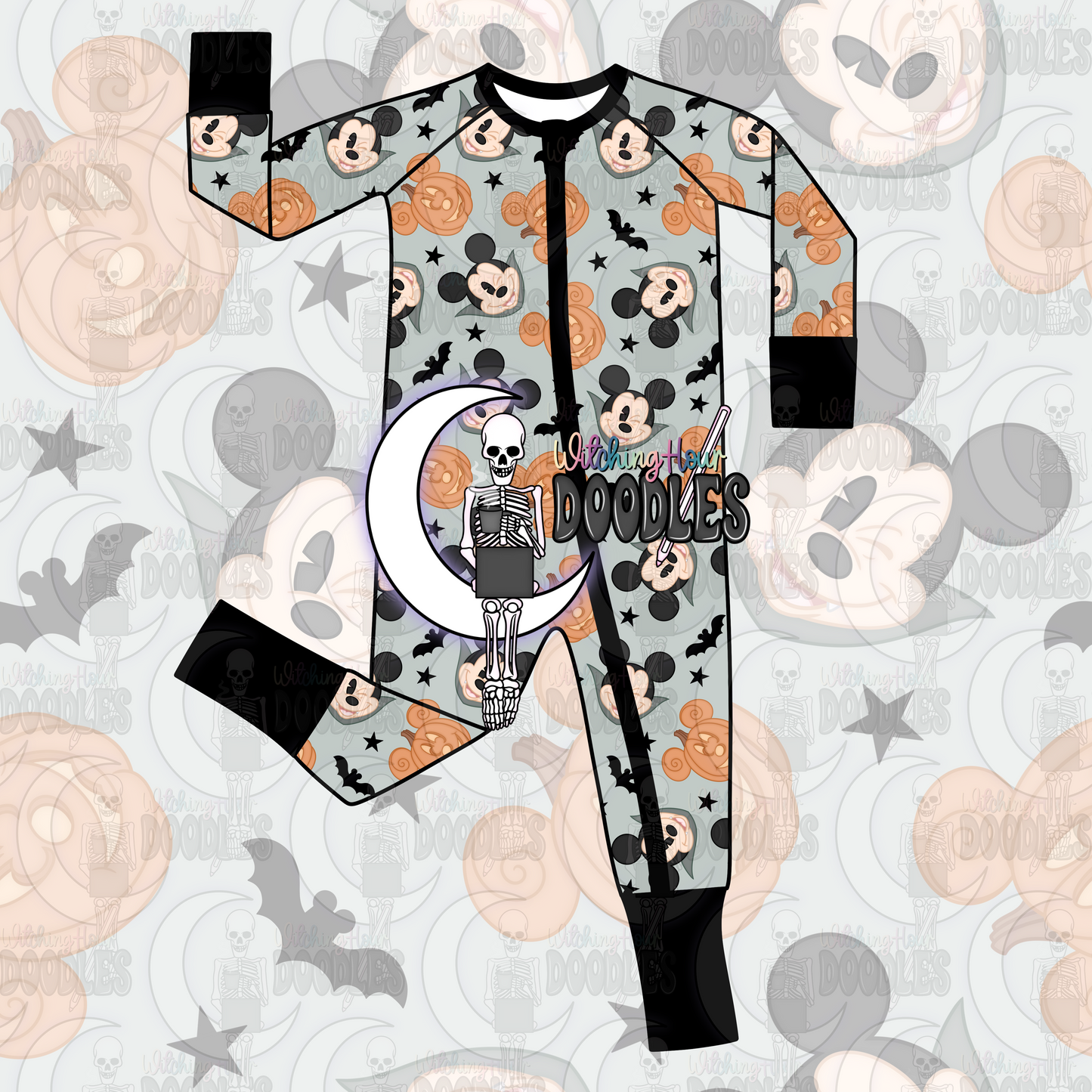 Mr. Mouse Halloween Green (Seamless)