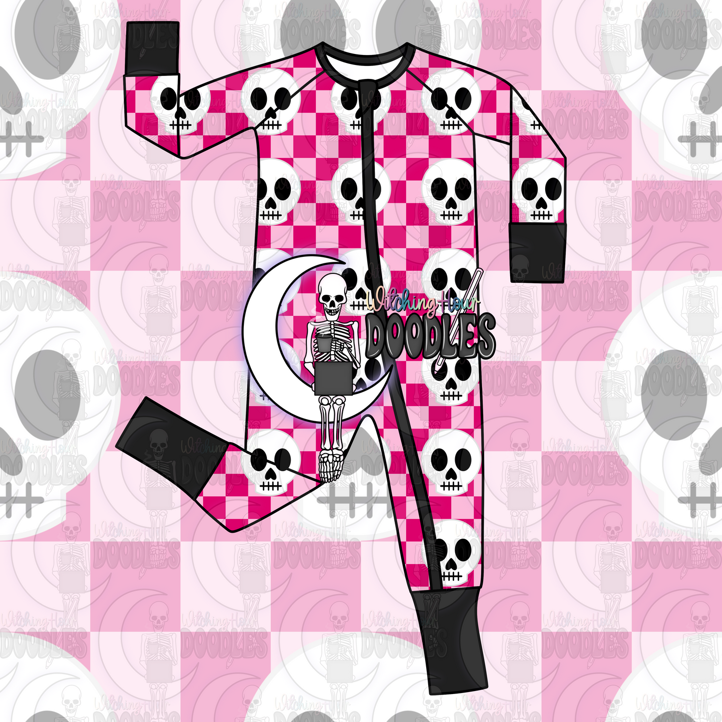 Pink Checkered Skull (Seamless)