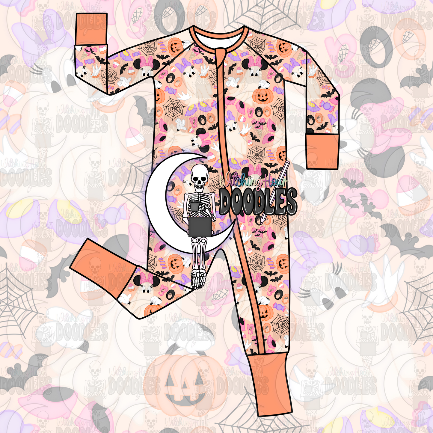 Mrs. Mouse & Duck Halloween Orange (Seamless)