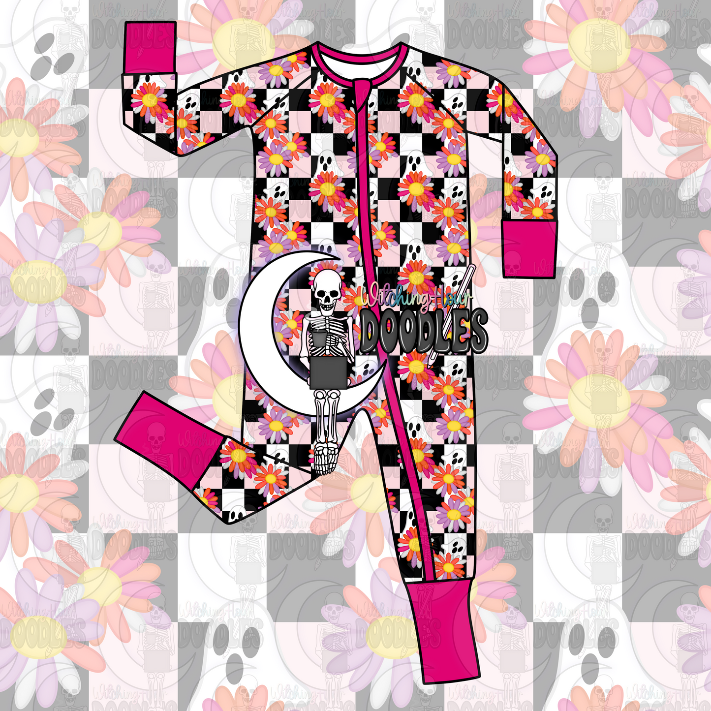 Checkered Groovy Ghosts (Seamless)