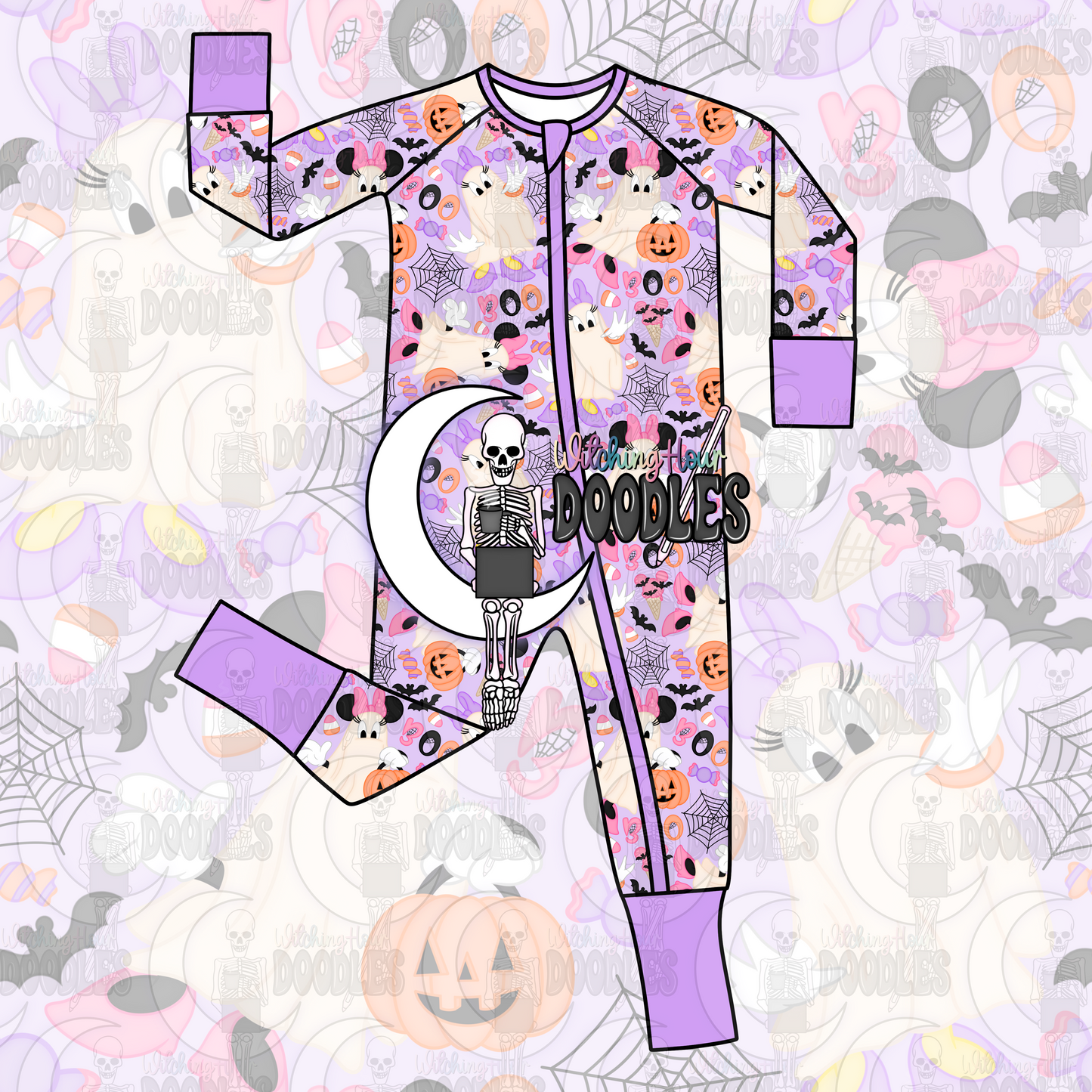 Mrs. Mouse & Duck Halloween Purple (Seamless)