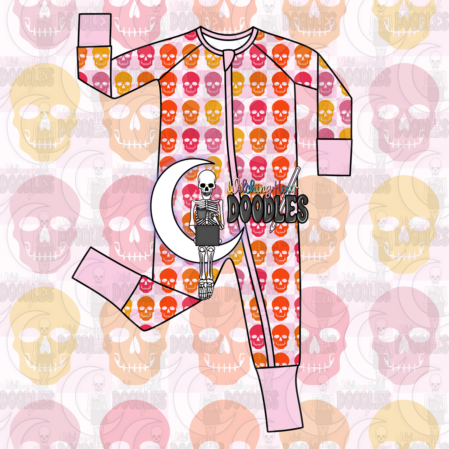 Checkered Groovy Skull (Seamless)