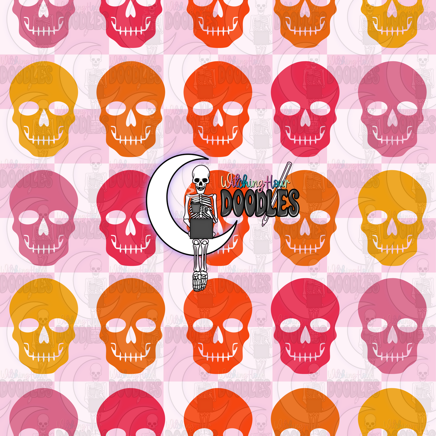 Checkered Groovy Skull (Seamless)