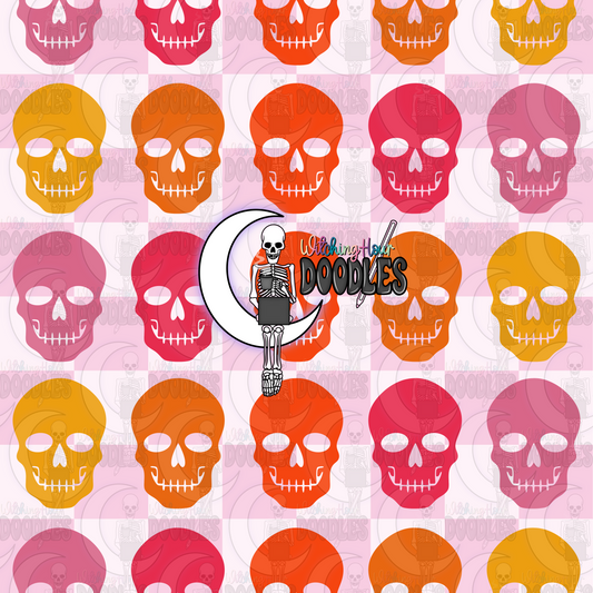 Checkered Groovy Skull (Seamless)