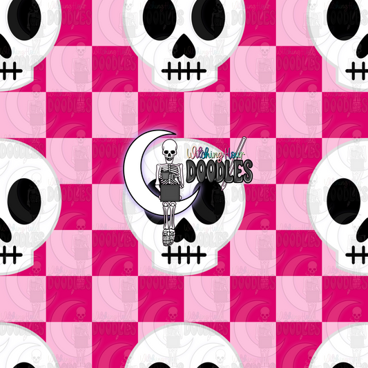 Pink Checkered Skull (Seamless)