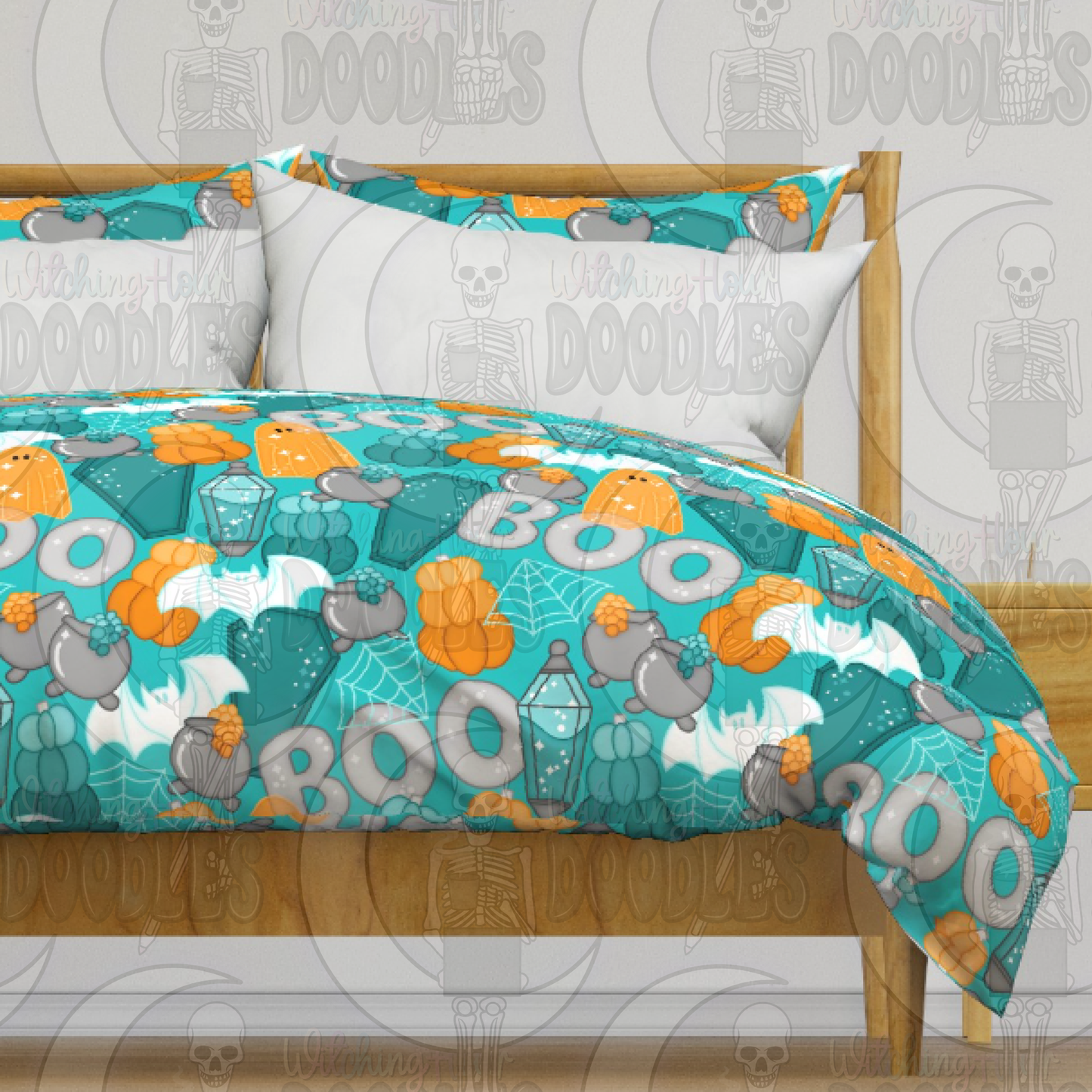 Halloween Mashup Teal & Orange - Seamless