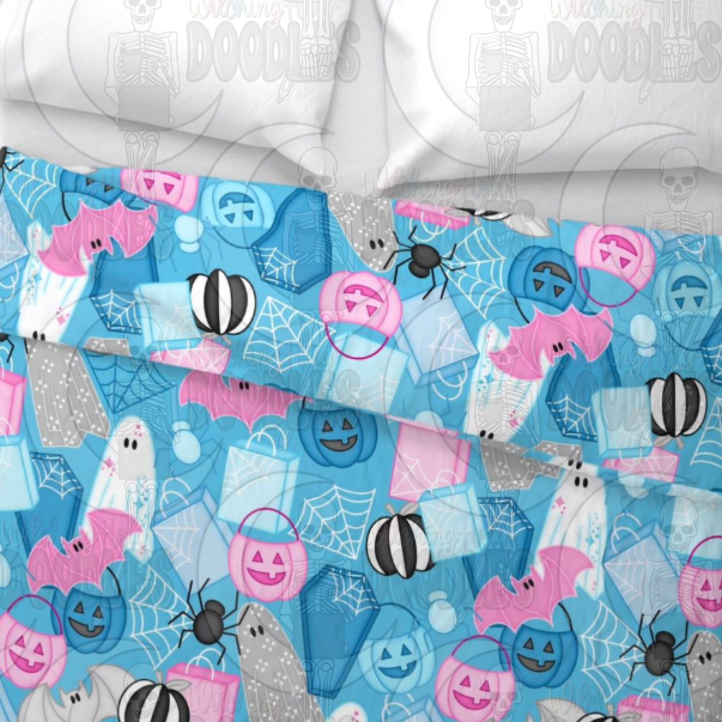 Halloween Mashup Pink & Blue - Seamless