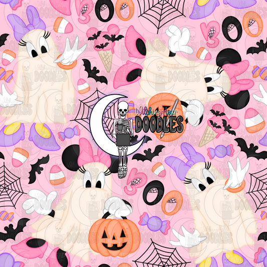 Mrs. Mouse & Duck Halloween Pink (Seamless)