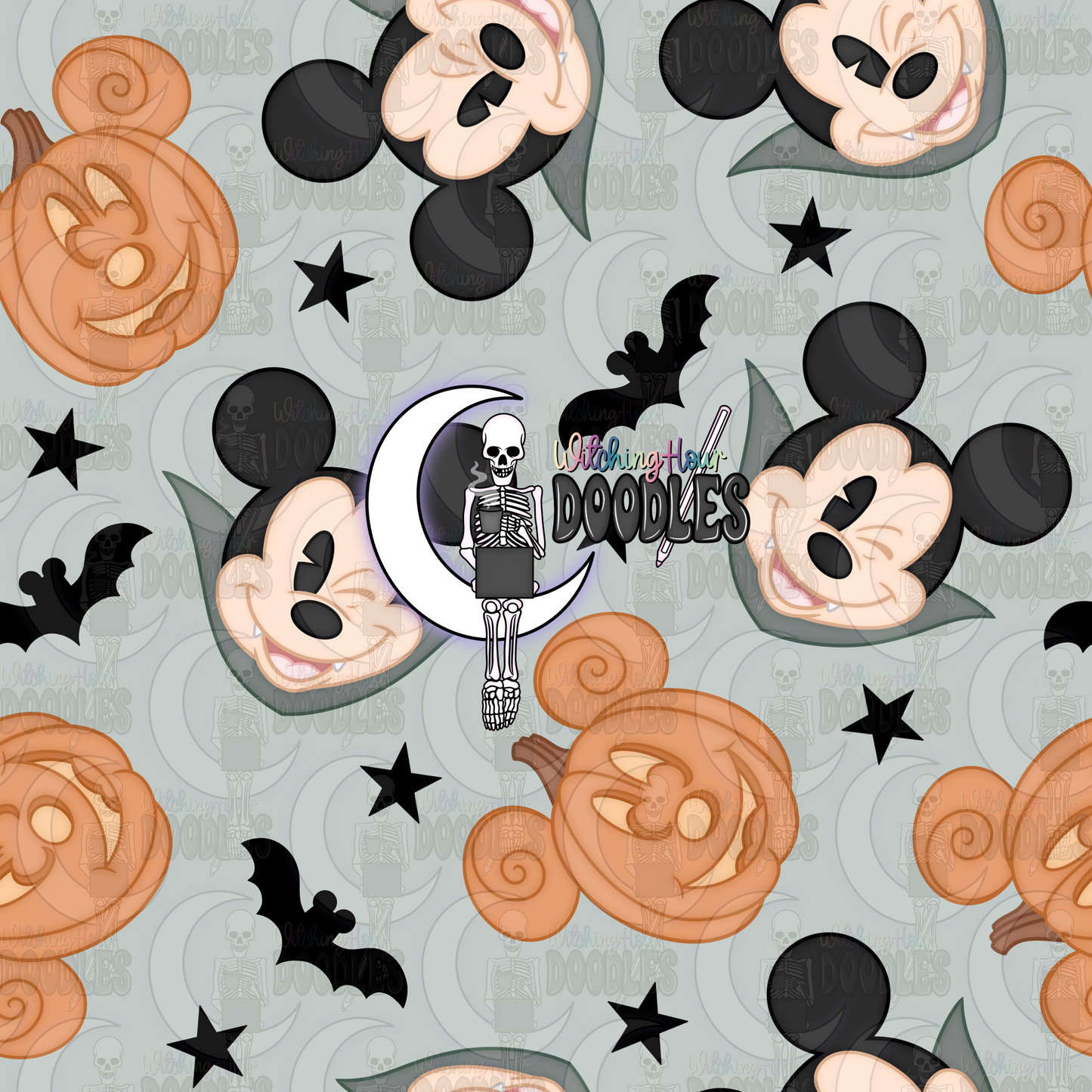 Mr. Mouse Halloween Green (Seamless)