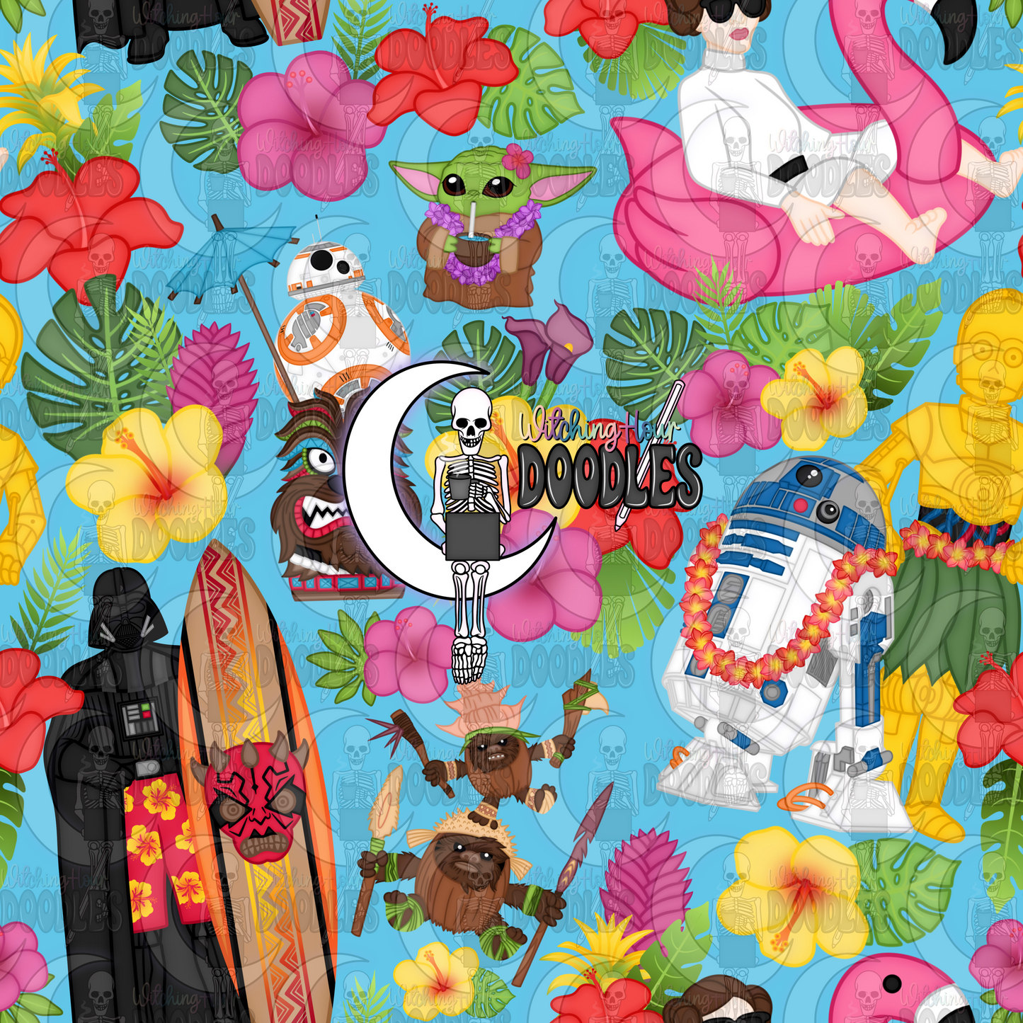 Hawaiian Galaxy Wars - Seamless Pattern